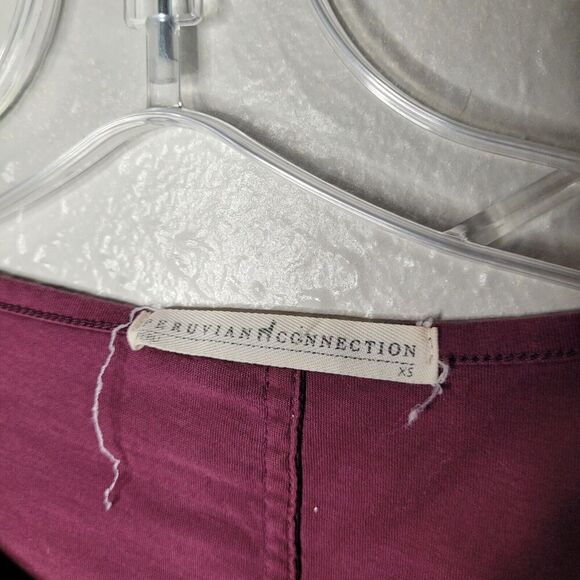 Peruvian Connection Womens XS Top Graphic Print Cotton Long Sleeve purple aztec - Picture 4 of 5